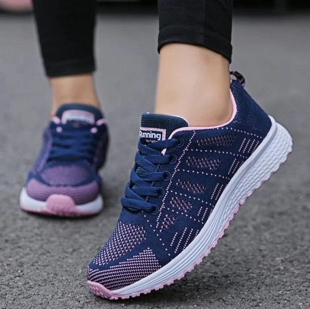 Lette joggesko dame i hvit mesh