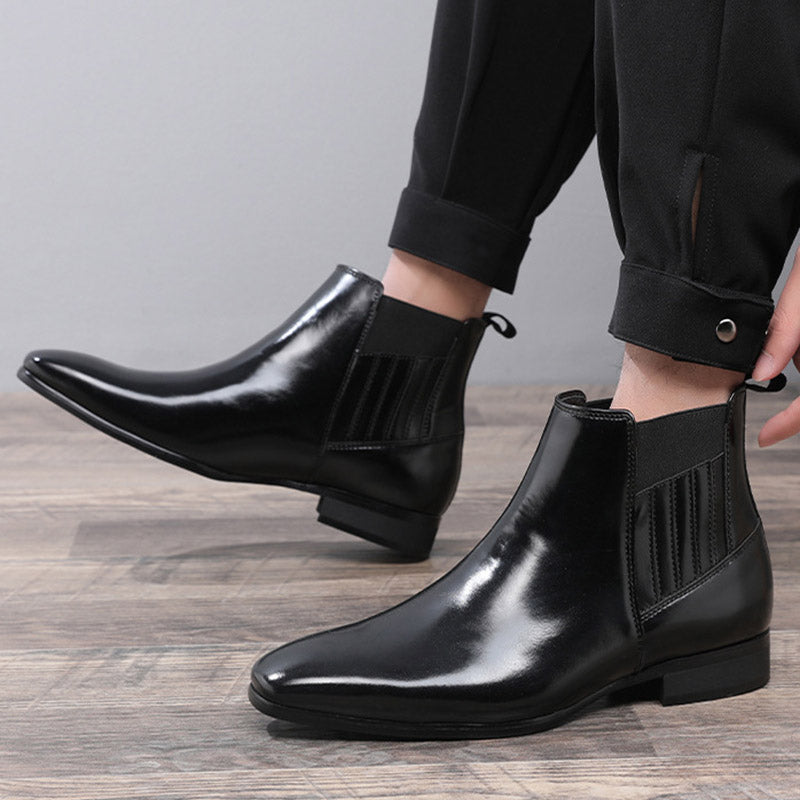 Chelsea boots herre i svart blank finish