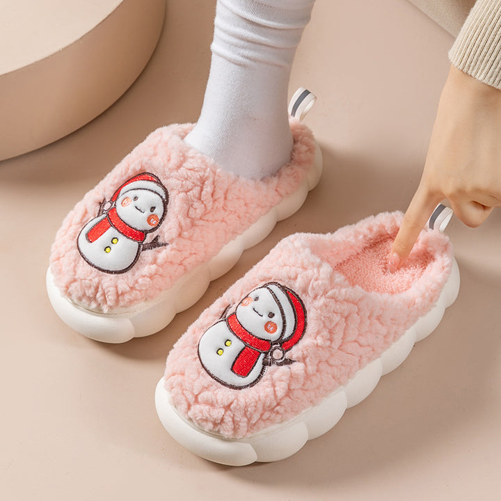 Fluffy snømanntøfler i hvit