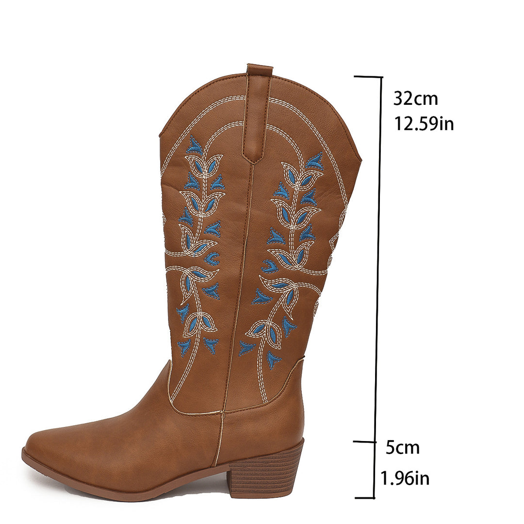 Broderte cowboystøvler dame i hvit